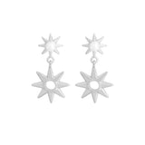925 Silver Mesh Red French Star Pearl Earrings