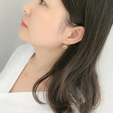 925 Silver Mesh Red French Star Pearl Earrings
