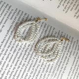 925 Sterling Silver Pearl Ring Earrings, Japanese Style