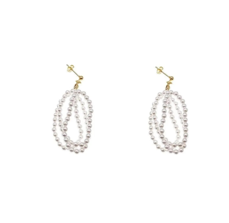 925 Sterling Silver Pearl Ring Earrings, Japanese Style