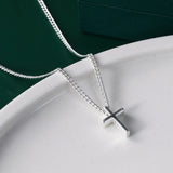 925 Silver Female Cross Pendant Necklace Small Cross Necklace Chain