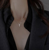 925 Silver Female Cross Pendant Necklace Wedding Gift