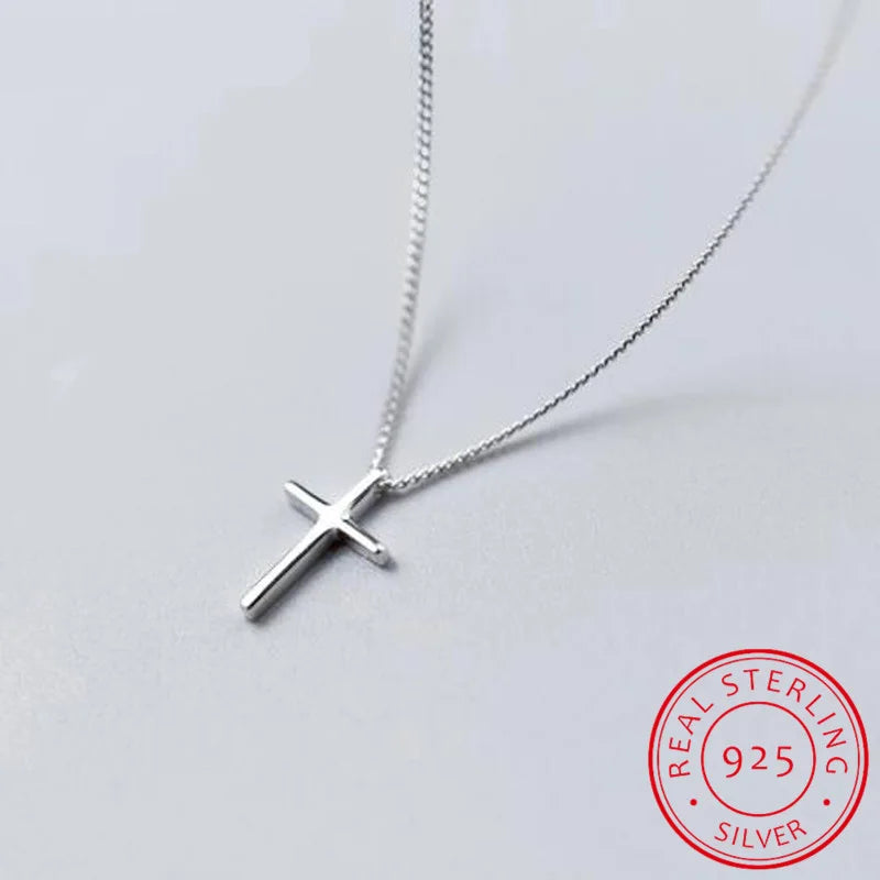 925 Silver Female Cross Pendant Necklace Wedding Gift