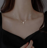 925 Silver Female Cross Pendant Necklace Wedding Gift