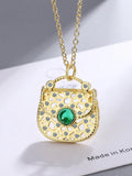 925 Silver Green Crystal Pendant Necklace for Women