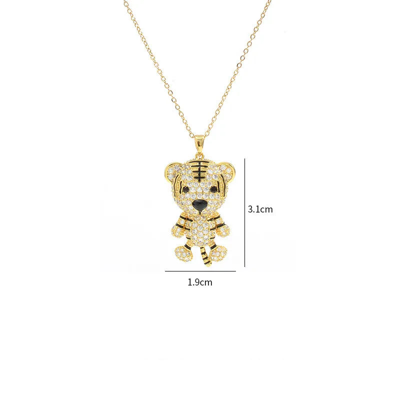 925 Silver Zircon Animal Pendant Necklace for Women