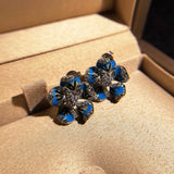 925 Silver Female Earring Zircon & Enamel Flower Earring