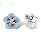 925 Silver Female Earring Zircon & Enamel Flower Earring