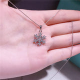 925 Silver Zircon Snowflake Pendant Necklace for Women