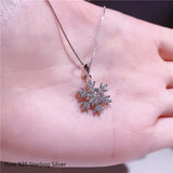 925 Silver Zircon Snowflake Pendant Necklace for Women