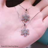 925 Silver Zircon Snowflake Pendant Necklace for Women
