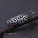 925 Silver Ethnic Bangle Gray Peony National Jewelry for Women