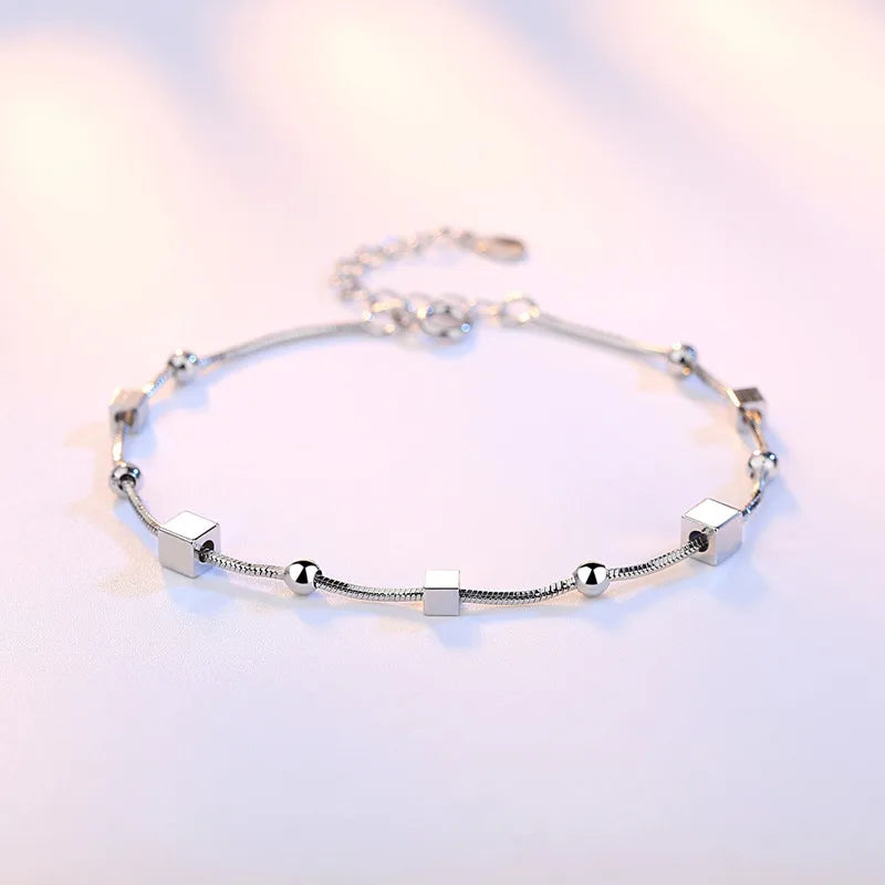 925 Silver Sweet Bracelet Star Beads Round Excellent Bracelet for Women