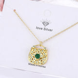 925 Silver Necklace Light Green Crystal Pendant