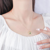 925 Silver Necklace Light Green Crystal Pendant