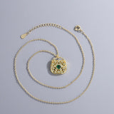 925 Silver Necklace Light Green Crystal Pendant
