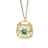 925 Silver Necklace Light Green Crystal Pendant