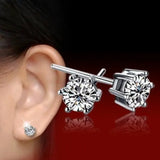 925 Silver Crystal Stud Earrings Vintage Wedding Jewelry