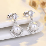 925 Silver Crystal Round Stud Earrings Zircon Stone Vintage Jewelry