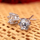 925 Silver Crystal Stud Earrings Vintage Wedding Jewelry