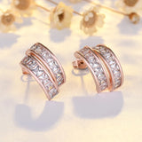 925 Silver Crystal Round Stud Earrings Zircon Stone Vintage Jewelry
