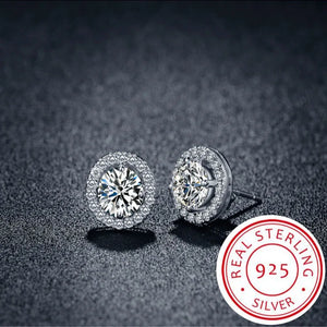 925 Silver Crystal Stud Earrings Vintage Wedding Jewelry