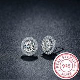 925 Silver Crystal Stud Earrings Vintage Wedding Jewelry