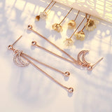 925 Silver Crystal Round Stud Earrings Zircon Stone Vintage Wedding Jewelry