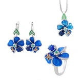 925 Silver Enamel Flower Earrings for Women Wedding Jewelry