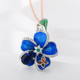 925 Silver Enamel Flower Earrings for Women Wedding Jewelry