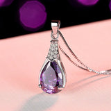 925 Silver Necklace Chain Purple Crystal Pendants for Women