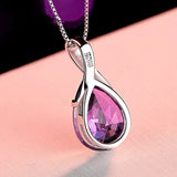 925 Silver Natural Amethyst Sweet Pendant Necklace for Women