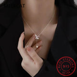 925 Sterling Silver Rabbit Pearl Pendant Necklace for Women Girls