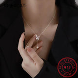 925 Silver Lady Rabbit Pearl Pendant Necklace Women Girls Fine Jewelry