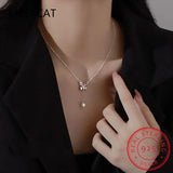 925 Sterling Silver Rabbit Pearl Pendant Necklace for Women Girls