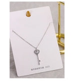 925 Silver Female Necklace Heart Key Pendant Jewelry