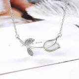 925 Silver Rose Flower Pendant Necklaces For Women