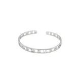 925 Silver Sweet Bangle Roman Numerals Open Bangle for Women