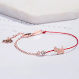 925 Silver Sweet Dog & Pig Red Rope Bracelet for Women