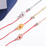 925 Silver Sweet Dog & Pig Red Rope Bracelet for Women