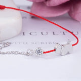 925 Silver Sweet Dog & Pig Red Rope Bracelet for Women