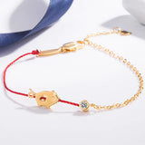 925 Silver Sweet Dog & Pig Red Rope Bracelet for Women