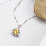 925 Silver Sweet Necklace Chain with Pink Yellow Crystal Pendants