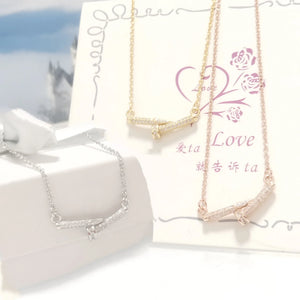 925 Silver Sweet Necklace Chain Zircon Pendant for Woman Girl