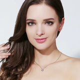 925 Silver Necklace Zircon Moon Star Pendant for Women