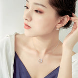 925 Silver Necklace Zircon Moon Star Pendant for Women