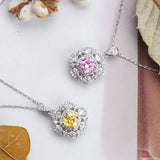 925 Silver Necklace 6mm Stone & Zircon Pendant for Women