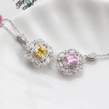 925 Silver Necklace 6mm Stone & Zircon Pendant for Women