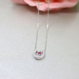 925 Silver Smart Horseshoe Red Crystal Necklace for Women