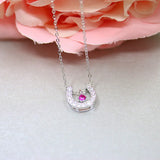 925 Silver Smart Horseshoe Red Crystal Necklace for Women